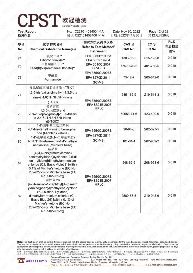 卡沃森环保检测报告 12