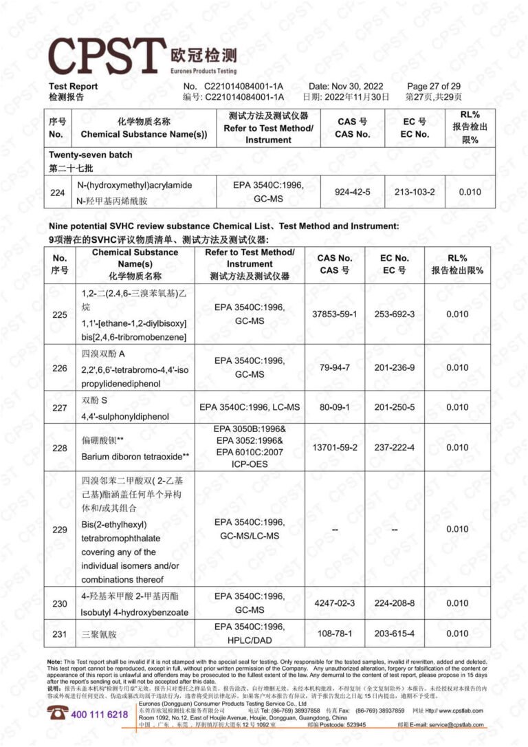 卡沃森环保检测报告 27
